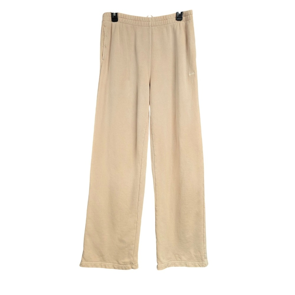 Skims Wide Leg Cotton Fleece Lined Sweatpants Light Peach Women's Size XS